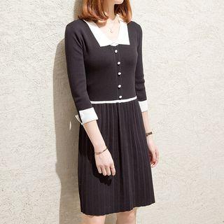 Collared 3/4 Sleeve Knit Dress