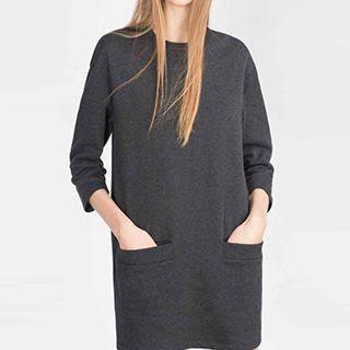 3/4-sleeve Pocketed Dress