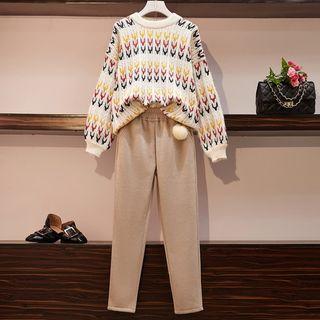 Crew-neck Sweater / Elastic Waist Pants / Set