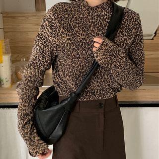 Leopard Long-sleeve Top As Shown In Figure - One Size