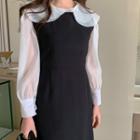 Set: Layered-collar See-through Blouse + Camisole Top