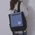 Buckled Color Panel Canvas Backpack
