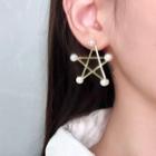 Faux Pearl Alloy Star Earring Ac2653 - 1 Pair - As Shown In Figure - One Size