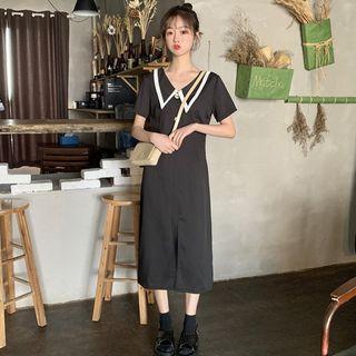 V-neck Slim Long Sheath Dress