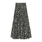 Leopard Print Crinkled Chiffon A-line Midi Skirt