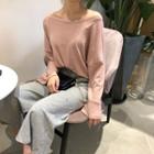 Set: Plain Long-sleeve Loose-fit T-shirt / Boot-cut Pants