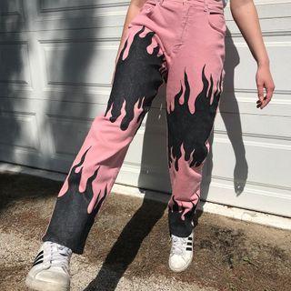 Fire Print Straight-fit Jeans