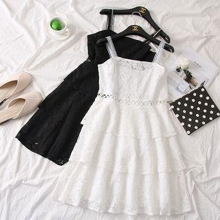 Sleeveless Eyelet-waist A-line Dress