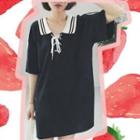 Lace Up Short-sleeve Polo Dress