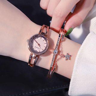 Set: Retro Bangle Watch + Rhinestone Star Bangle