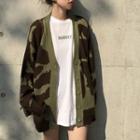 Camo Print Cardigan As Shown In Figure - One Size
