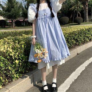 Plain A-line Dress / Plain Ruffle Bow Dress
