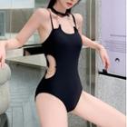 Spaghetti-strap Chain Strap Cut-out Swimsuit