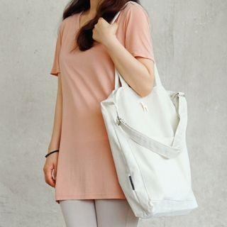 Endangered Animals Series Canvas Shopper Bag With Brooch Ivory - One Size