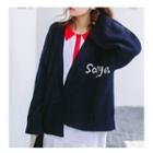 Lettering Cropped Cardigan