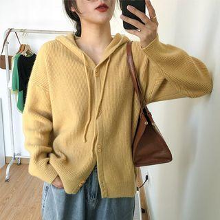 Long-sleeve Plain Knit Hooded Jacket