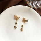 Alloy Butterfly & Flower Dangle Earring 1 Pair - S925 Silver - Earrings - One Size