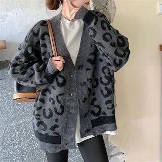 Leopard Cardigan Black & Gray - One Size