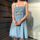 Pocket Detail Jumper Dress Blue - One Size