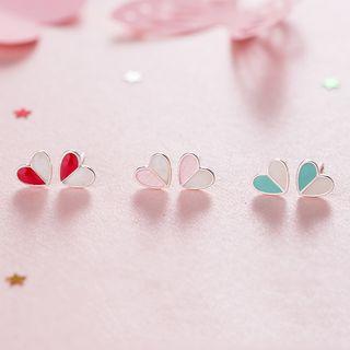 Two-tone Heart Stud Earring