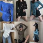 Long Sleeve Side-slit T-shirt