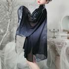 Short-sleeve Embroidered Mini Qipao / Printed Light Jacket