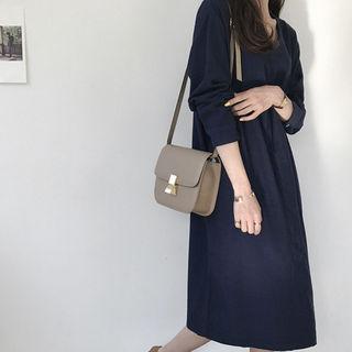V-neck Midi Shift Dress