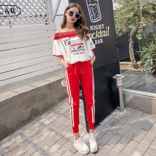 Set: Off-shoulder Top + Sweatpants