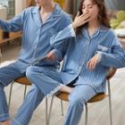 Couple Matching Loungewear Set : Lace Trim Long-sleeve Shirt + Pants