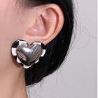 Checkerboard Heart Stud Earring 1 Pair - Black & White - One Size