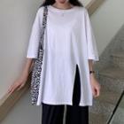 Oversized Side-slit Short-sleeve Top
