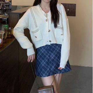Pattern Trim Cardigan