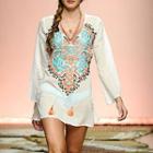 Embroidered Long-sleeve Cover-up
