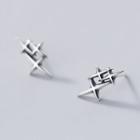 925 Sterling Silver Star Stud Earring S925 Sterling Silver - 1 Pair - Silver - One Size