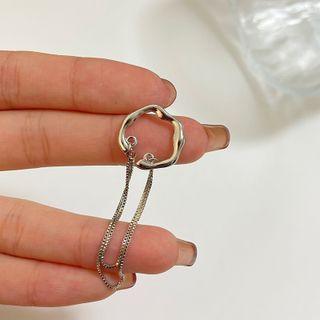 Chained Alloy Cuff Earring 1pc - Silver - One Size