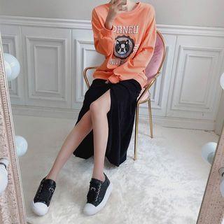 Shirred Slit-front Skirt