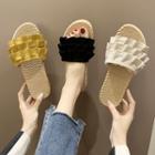 Ruffle Fabric Slide Sandals