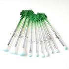 Set Of 10: Makeup Brushes T-10-019 - 10 Pcs - Green & Silver - One Size