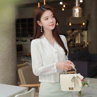 Open-front Faux-pearl Lace Cardigan
