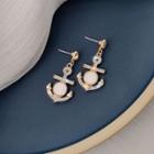 Rhinestone Anchor Dangle Earring 1 Pair - E2070 - Silver - Anchor - One Size