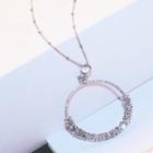 Rhinestone Hoop Pendant Necklace Silver - One Size