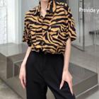 Short-sleeve Zebra Print Shirt Yellow & Black - One Size