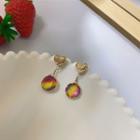 Heart Drop Earring 1 Pair - Heart Drop Earring - Gold & Yellow & Purple - One Size