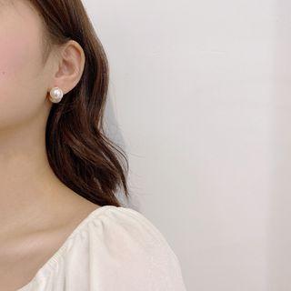 Faux Pearl Dangle Earring E1948 - 1 Pair - Gold - One Size