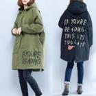 Hooded Lettering Loose-fit Coat
