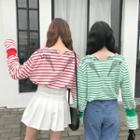 Striped Loose-fit Bell-sleeve T-shirt