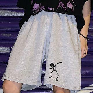 Skeleton Embroidered Shorts
