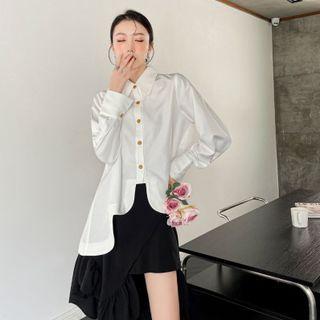 Long-sleeve Irregular Hem Blouse