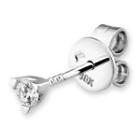 18k White Gold Three Triangle Shaped Prong Diamond Solitaire Single Earring (0.07 Ct)
