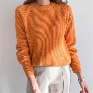 Crewneck Wool Blend Rib Sweater